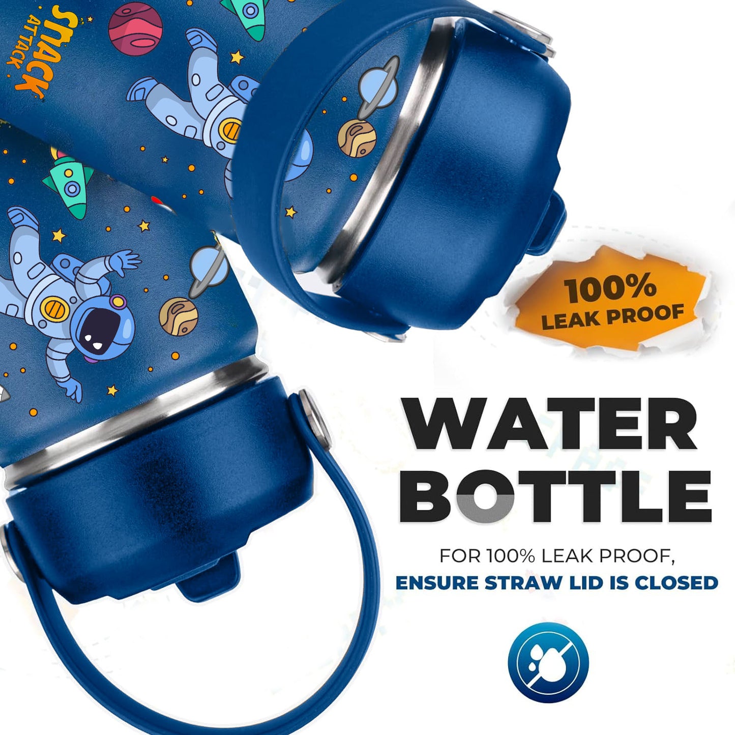 Snack Attack 12oz Kids' Water Bottle (Blue Astro)
