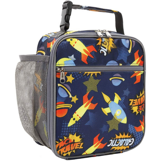 Snack Attack Space Rocket Insulated Lunch Bag (Blue)