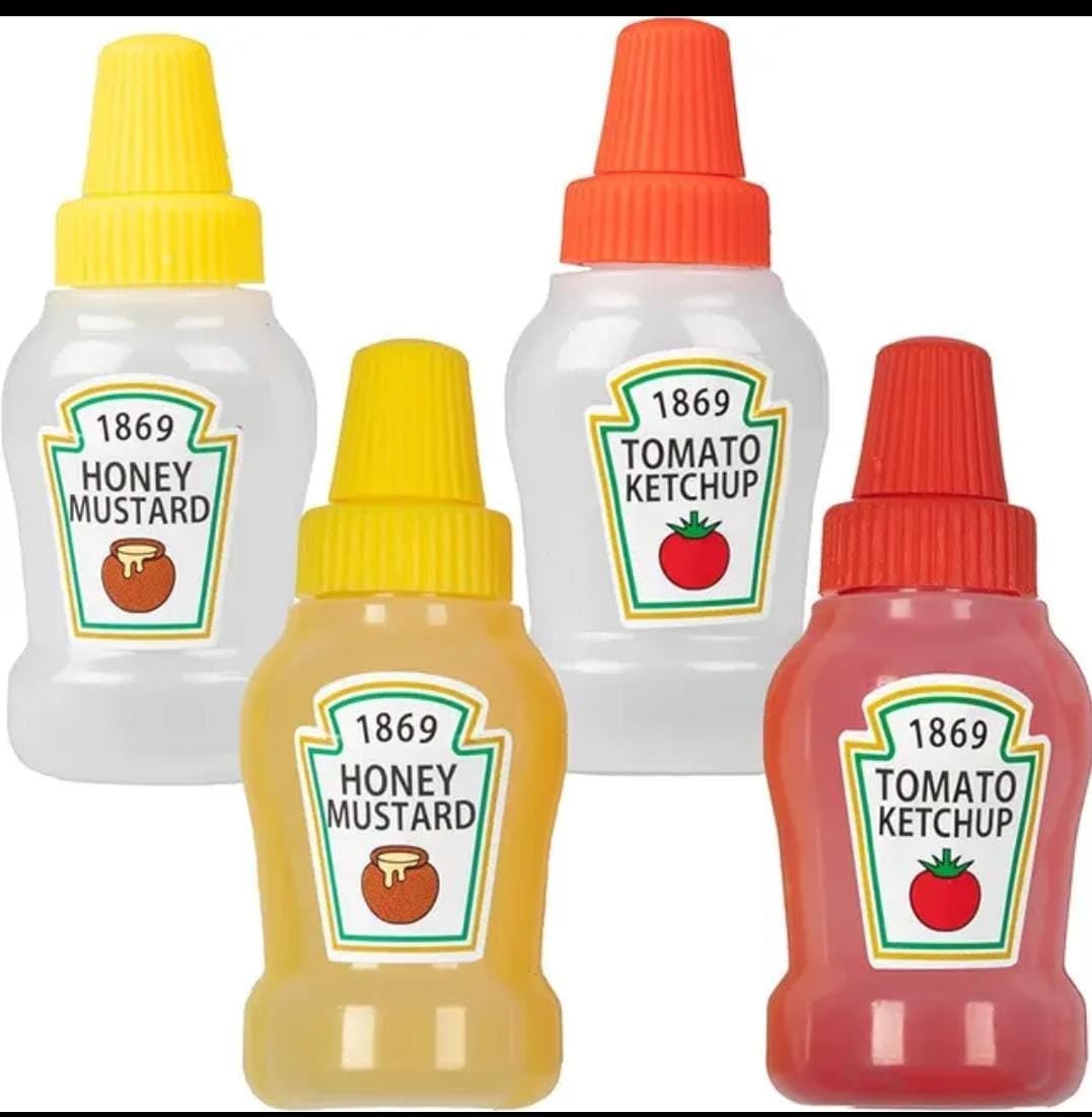 Mini Ketchup Bottle for Bento Box Accessories, 25ml Condiment Squeeze Bottles Empty Plastic Salad Dressing Container Tomato Ketchup Condiments Squirt Squeezable Jar for Sauces Syrup
