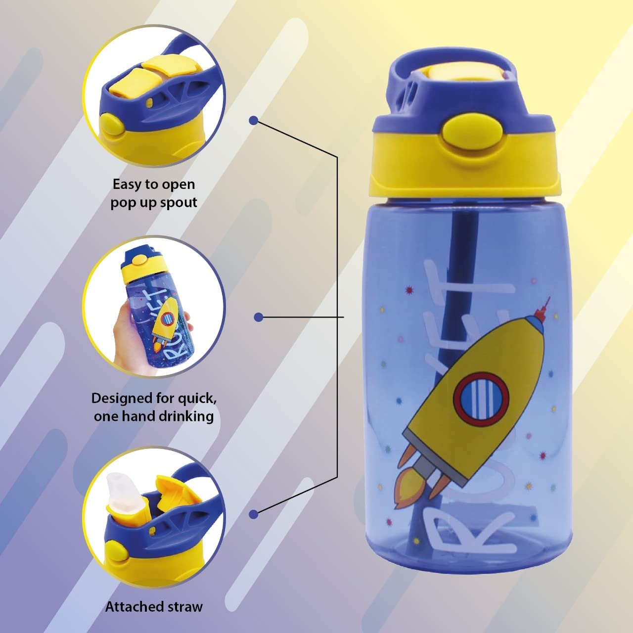 Snack Attack Rocket Blue Water Bottle - 480mL