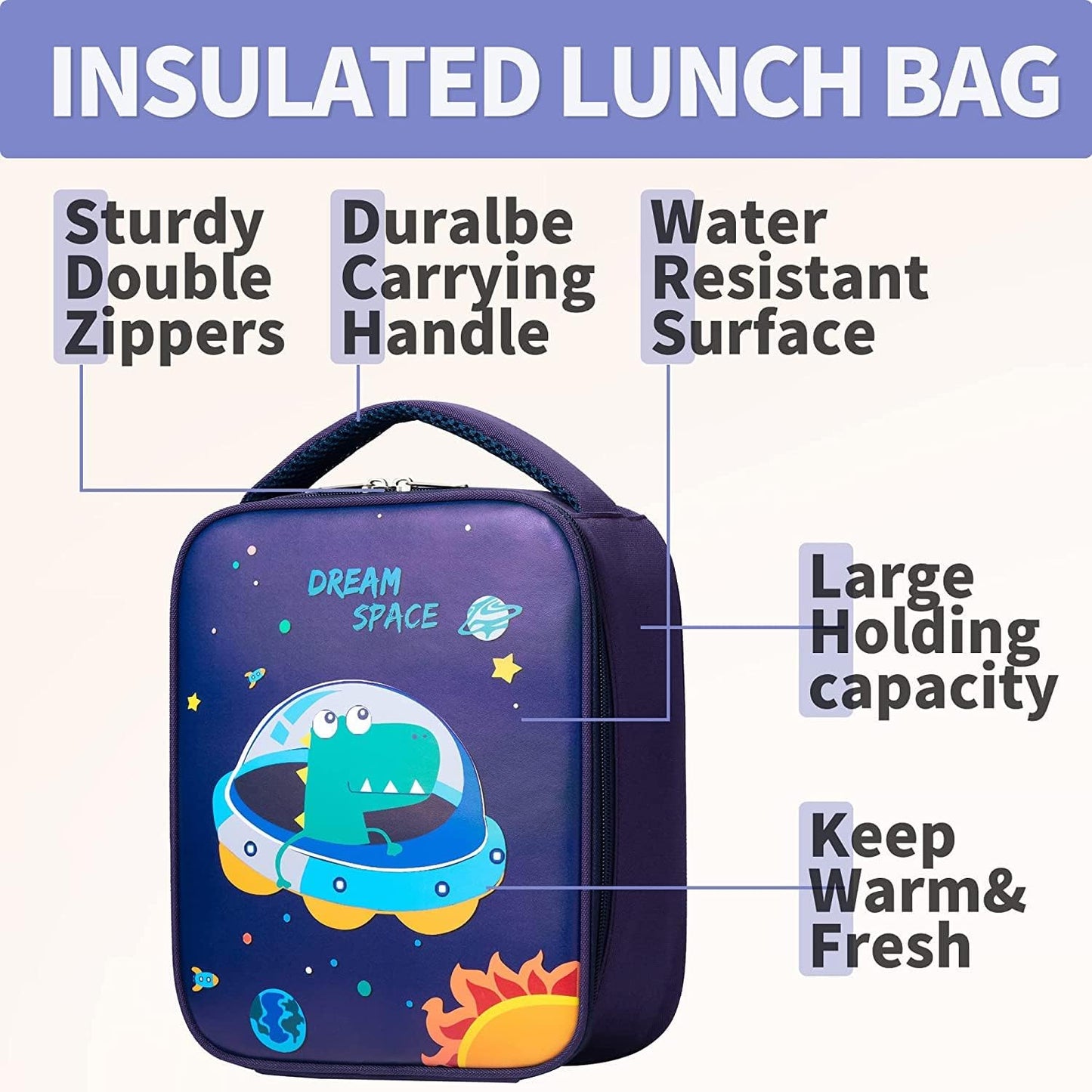 Snack Attack Dino Space Insulated Lunch Bag