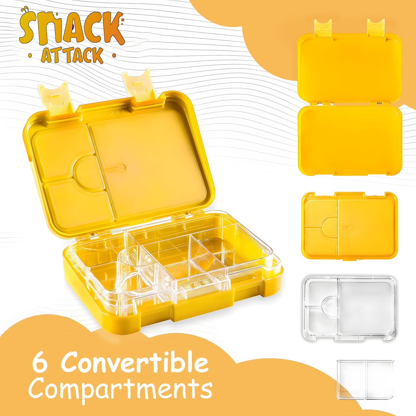 Lunch Box for Kids – 4/6 Compartments Yellow Lion theme