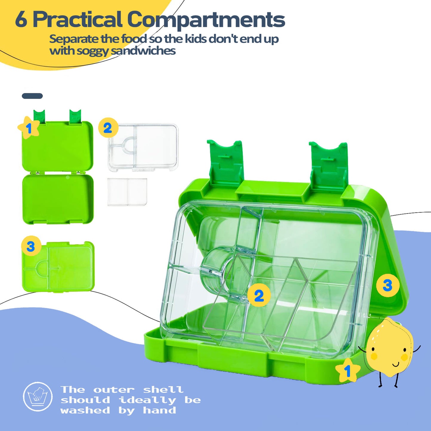 Lunch Box for Kids – 4/6 Compartments Dino X theme