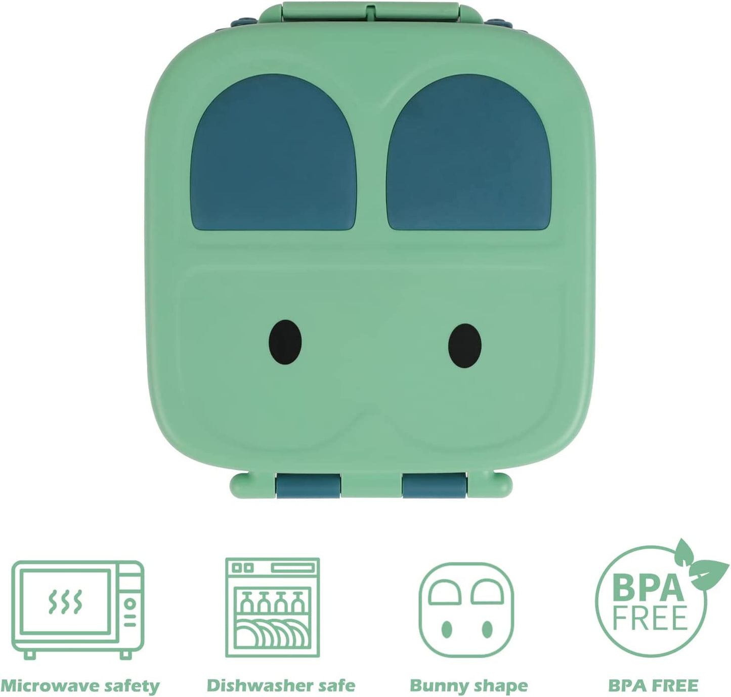 Green Bunny Bento Lunch Box – 3/4 Compartments