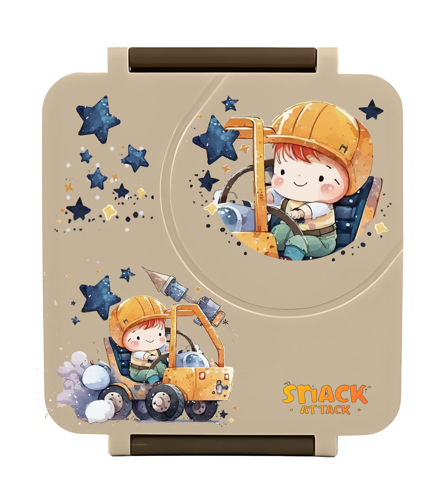 Snack Attack Khaki Construction Bento Lunch Box with Thermos