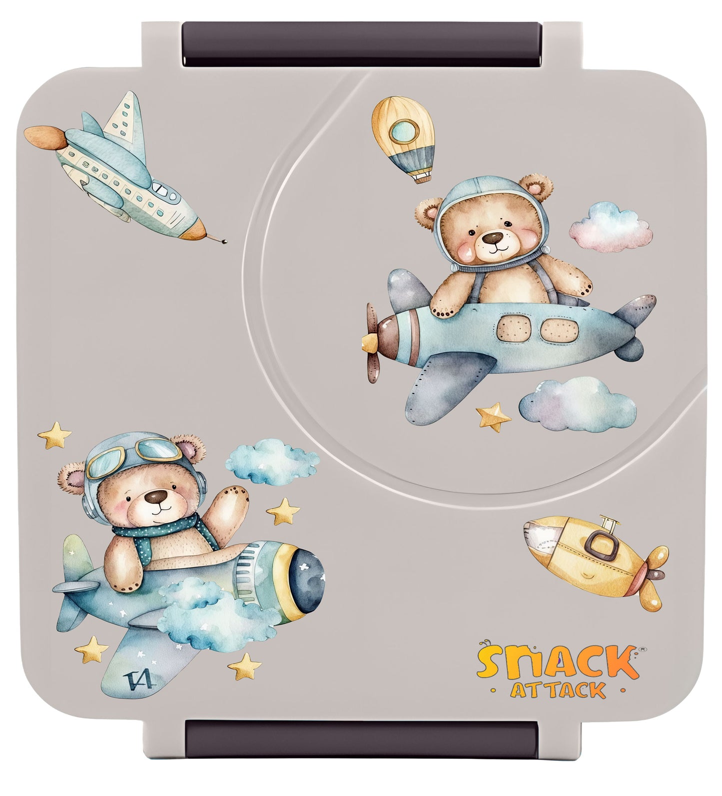 Gray Bear Pilot & Lion Bento Lunch Box with 9.7oz Thermos