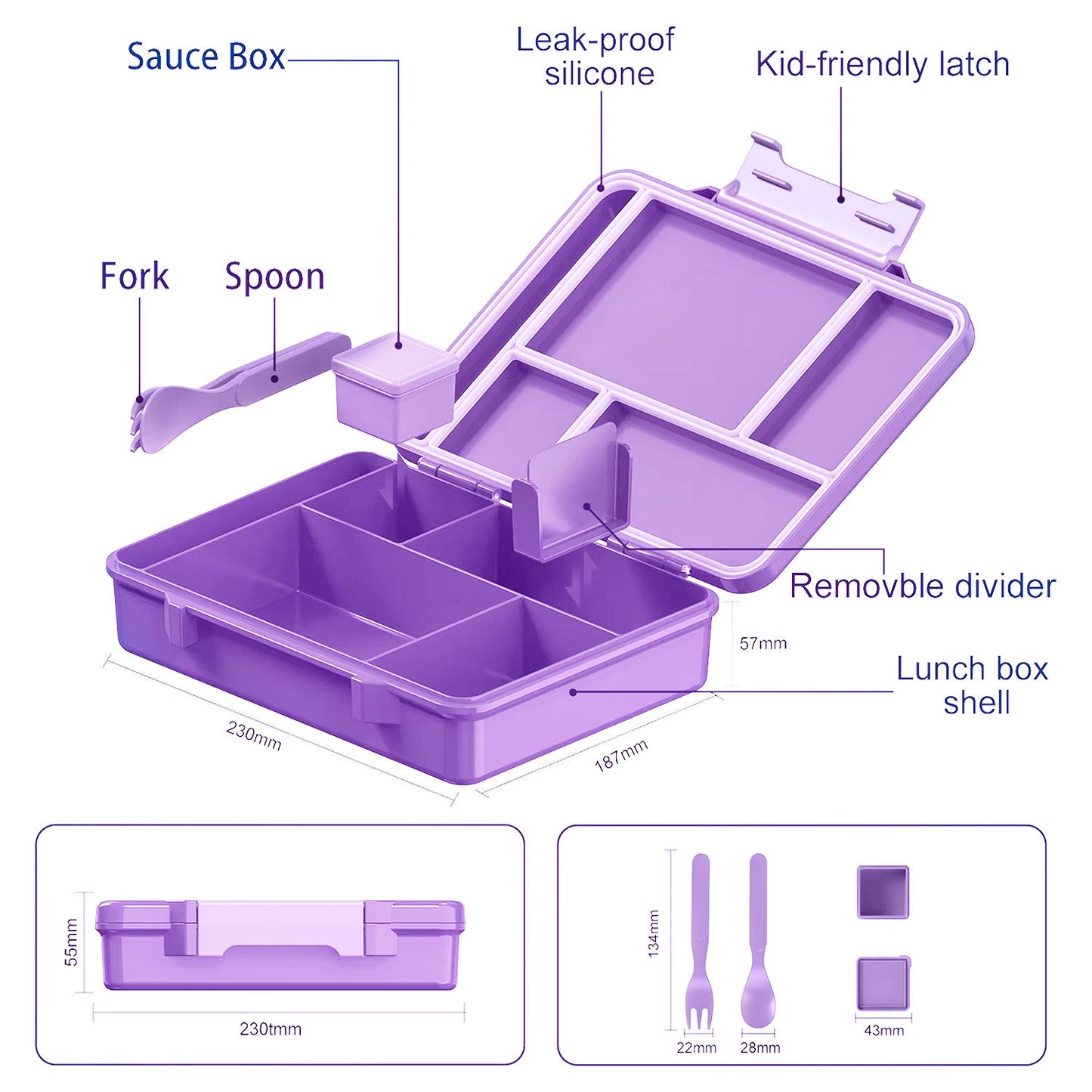 Snack Attack Light Purple Gamer Girl Bento Lunch Box – 5 Compartments