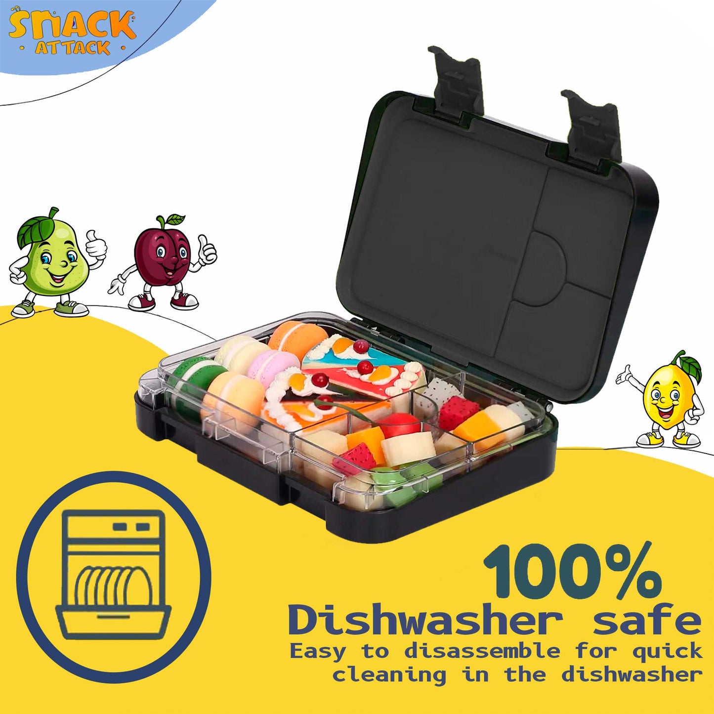 Lunch Box for Kids – 4/6 Compartments Black Astro theme