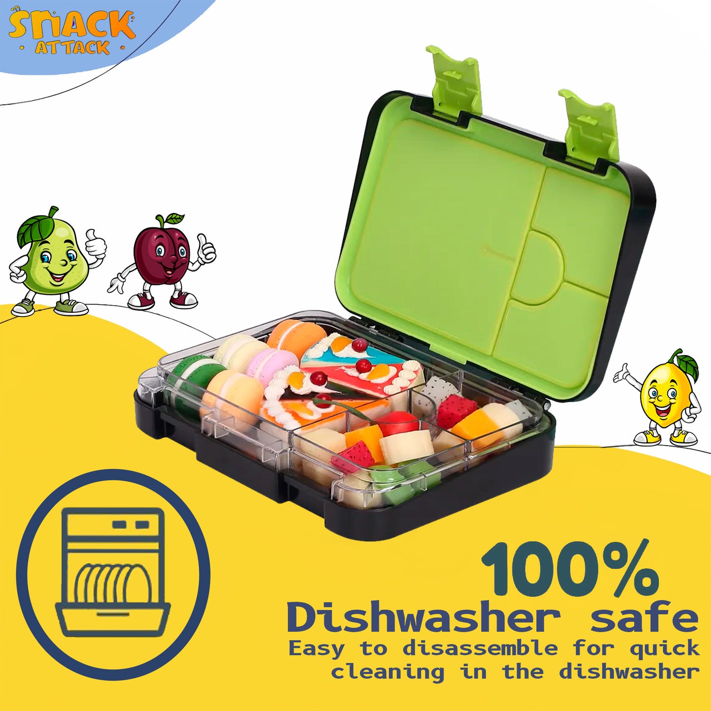 Lunch Box for Kids – 4/6 Compartments Black Space theme