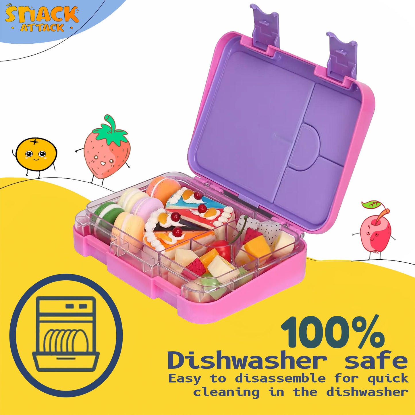 Lunch Box for Kids – 4/6 Compartments Pink Family Unicorn theme