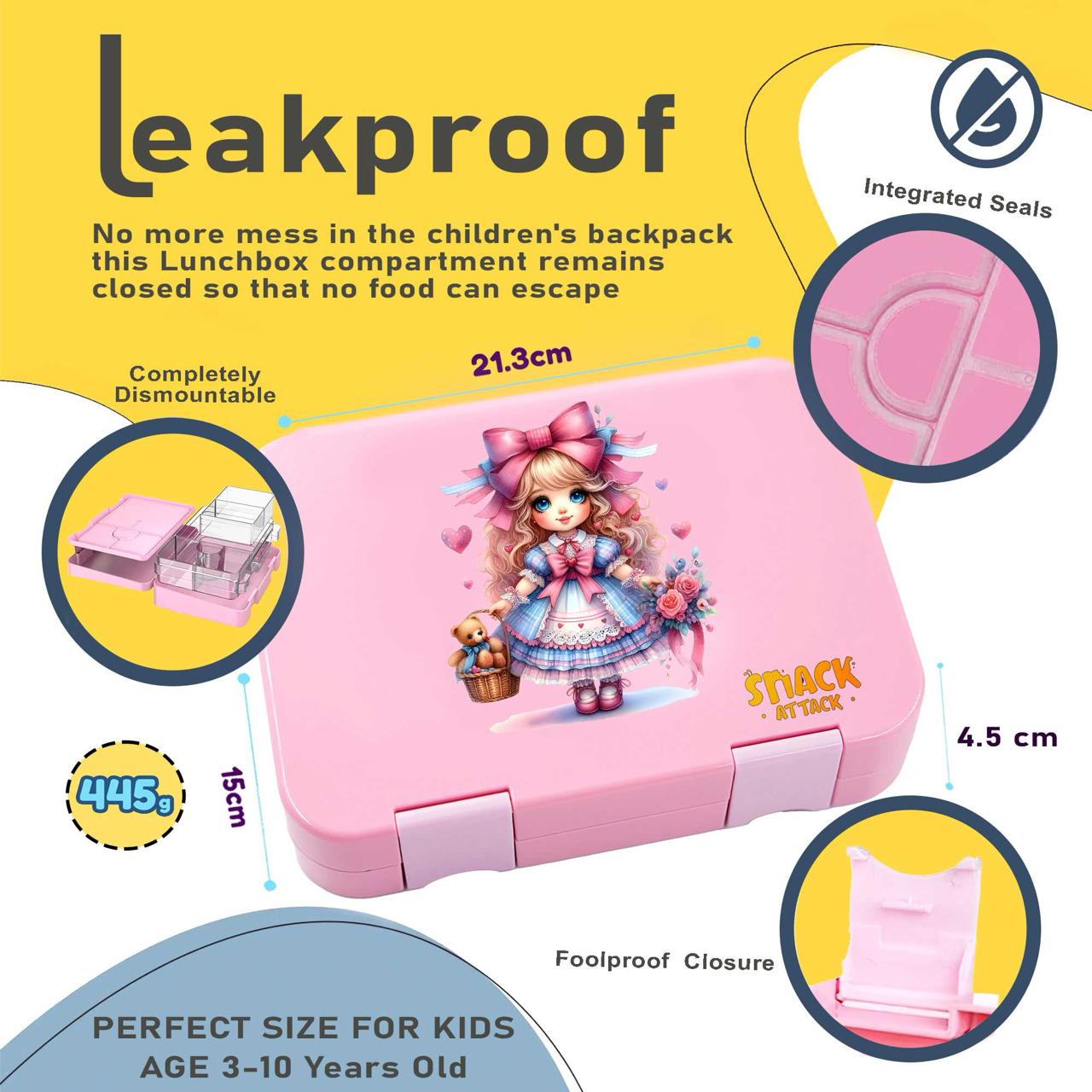 Kashmir Pink Kids Bento Lunch Box – 4/6