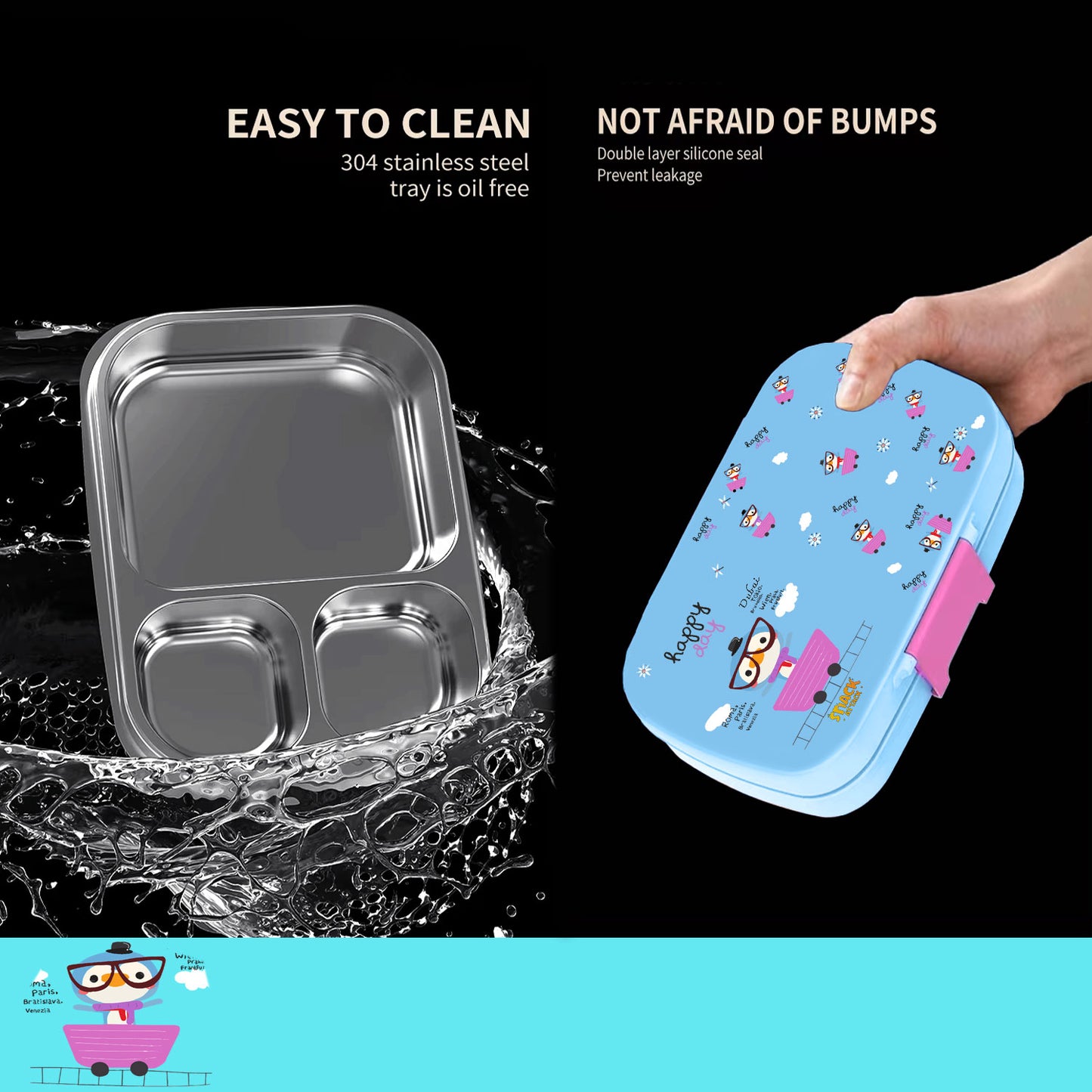 Leakproof Presto Stainless Steel Ultimate Bento-Style Lunch Box for Kids