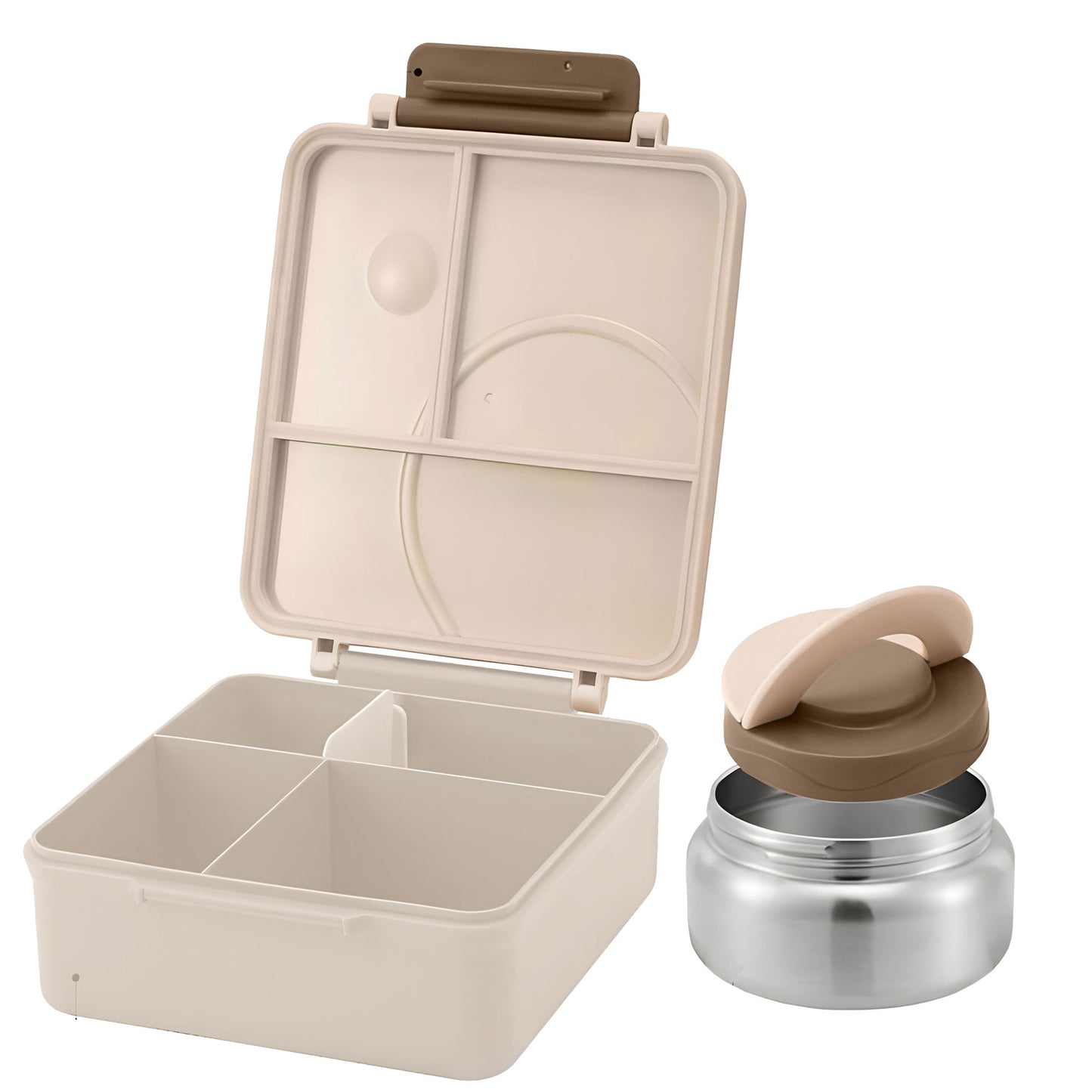 Snack Attack Khaki Construction Bento Lunch Box with Thermos