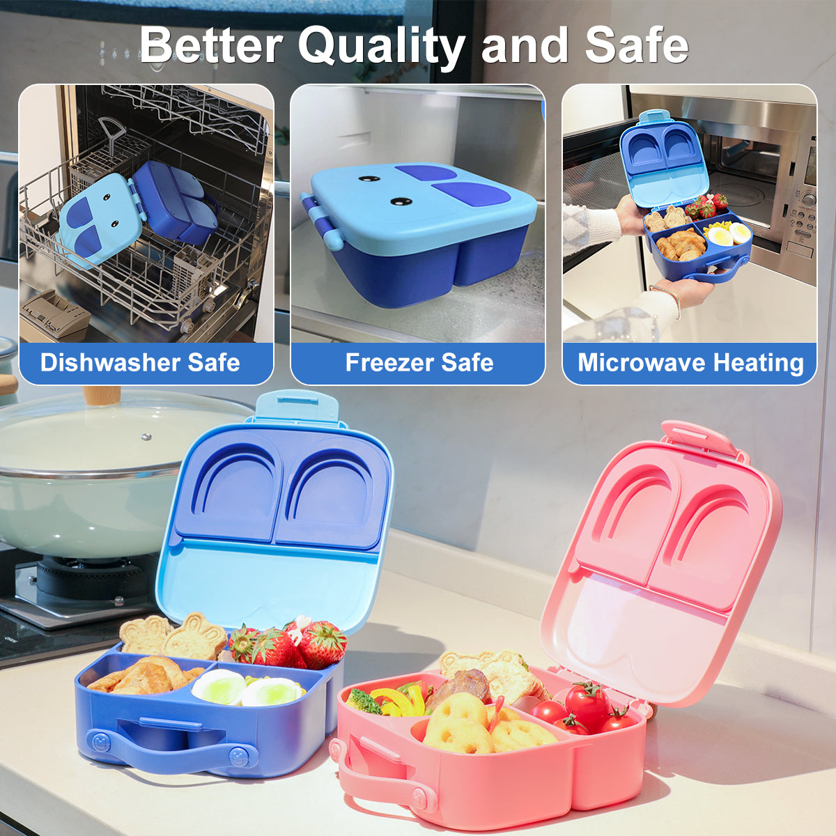 Leak-Proof Bunny Bento Box – Blue