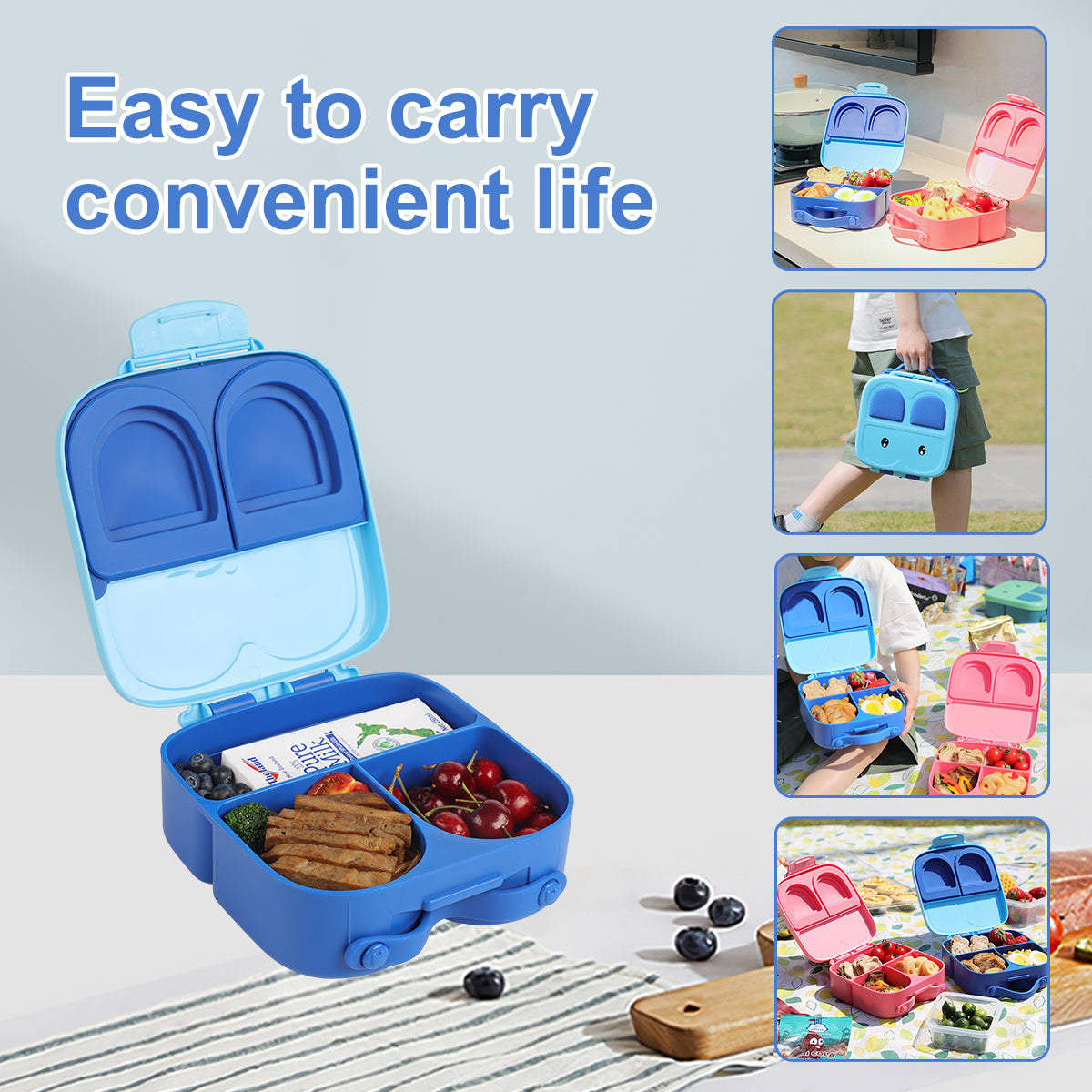 Leak-Proof Bunny Bento Box – Blue
