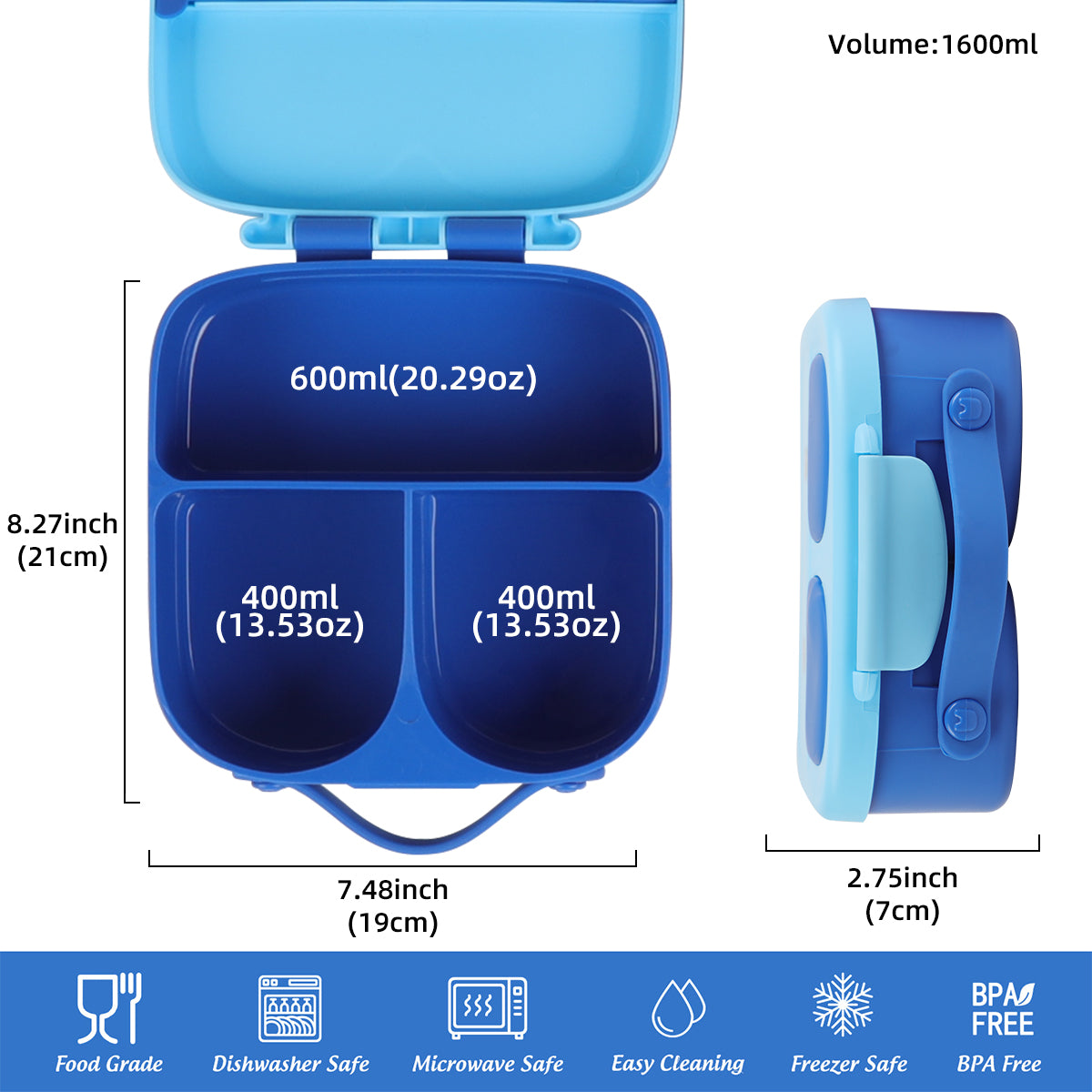Leak-Proof Bunny Bento Box – Blue