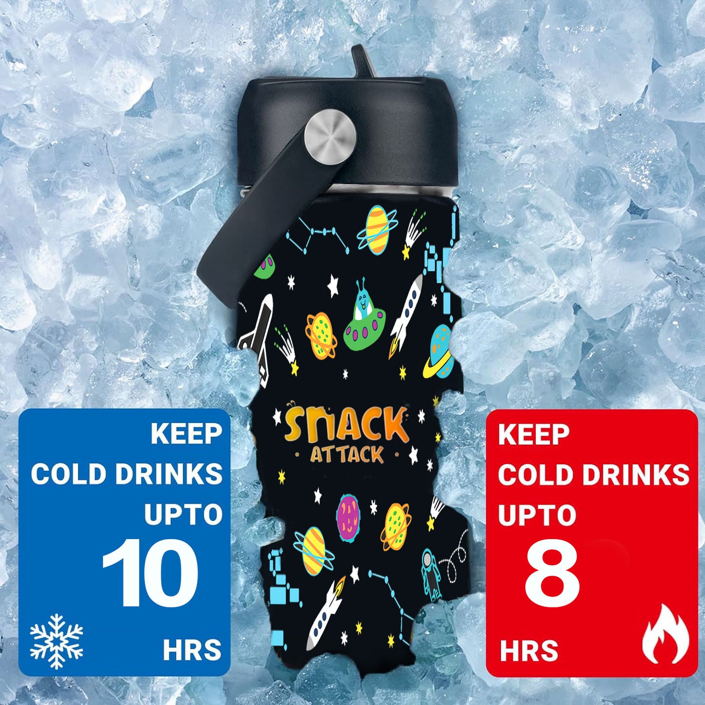 Snack Attack Kids Insulated Water Bottle-12oz (Black Astro)