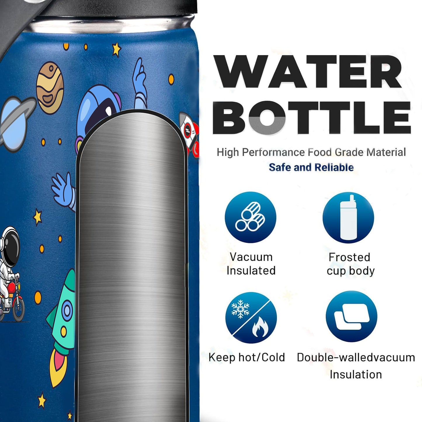 Snack Attack Kids Insulated Water Bottle-18oz (Blue Astro) 500ML