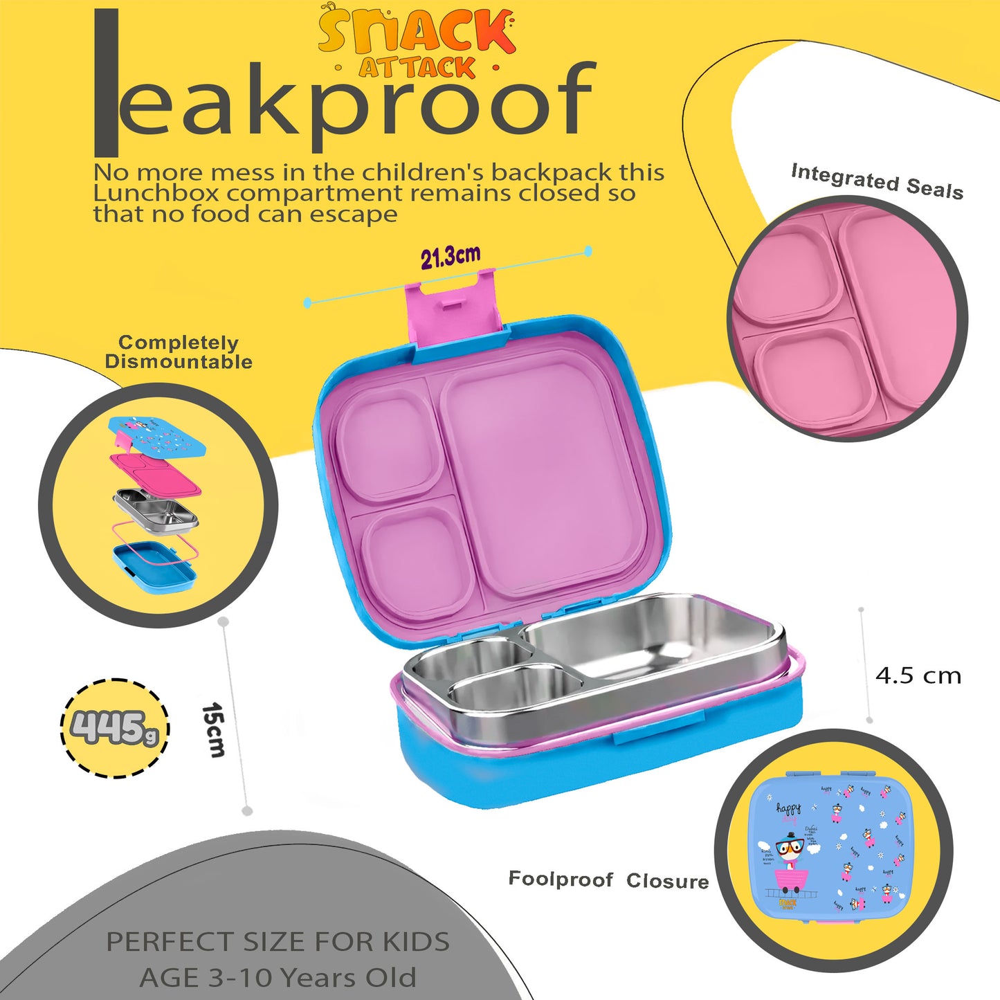 Leakproof Presto Stainless Steel Ultimate Bento-Style Lunch Box for Kids
