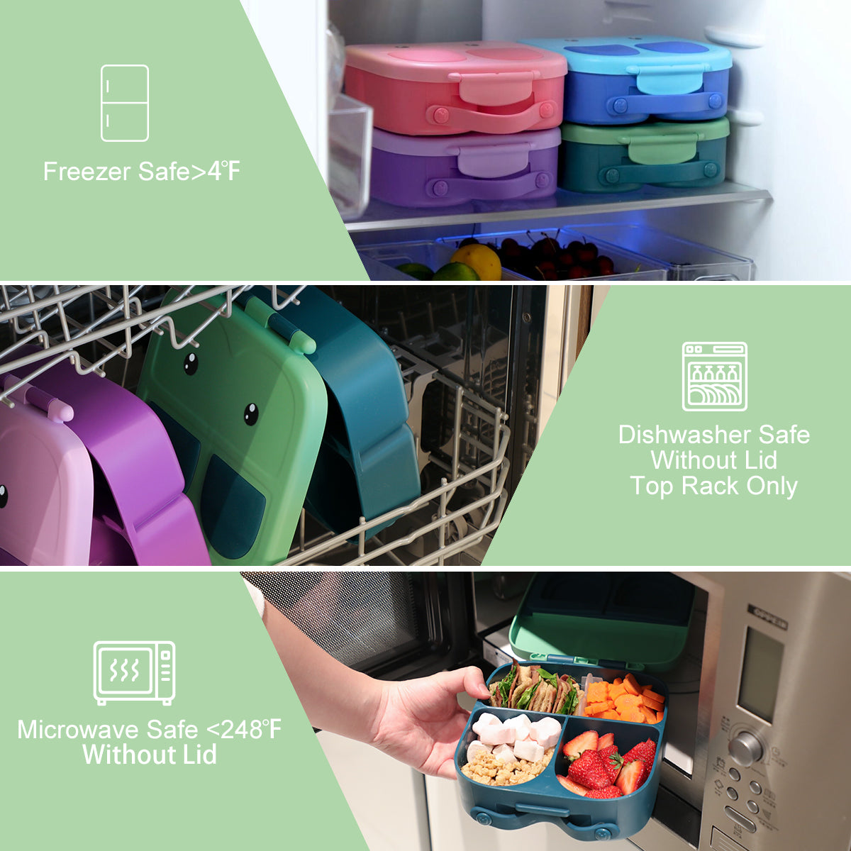 Green Bunny Bento Lunch Box – 3/4 Compartments