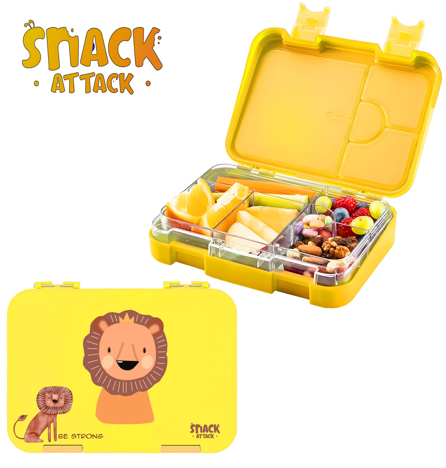 Lunch Box for Kids – 4/6 Compartments Yellow Lion theme