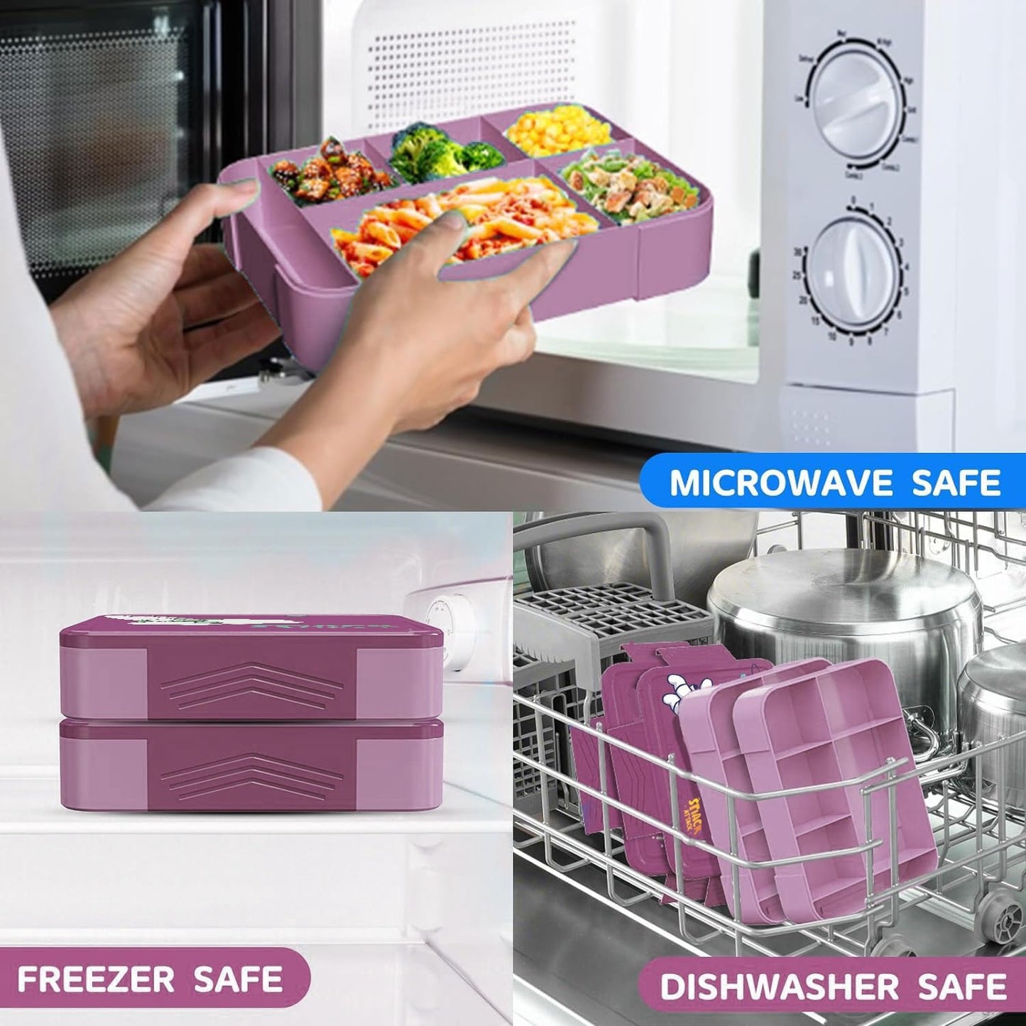 Snack Attack Pink Bento Lunch Box – 5 Compartments