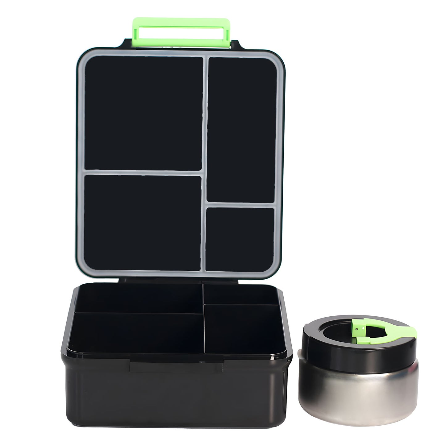 SA Bento Lunch Box for Kids school with 9.7oz Soup thermos Jar Black Astro)