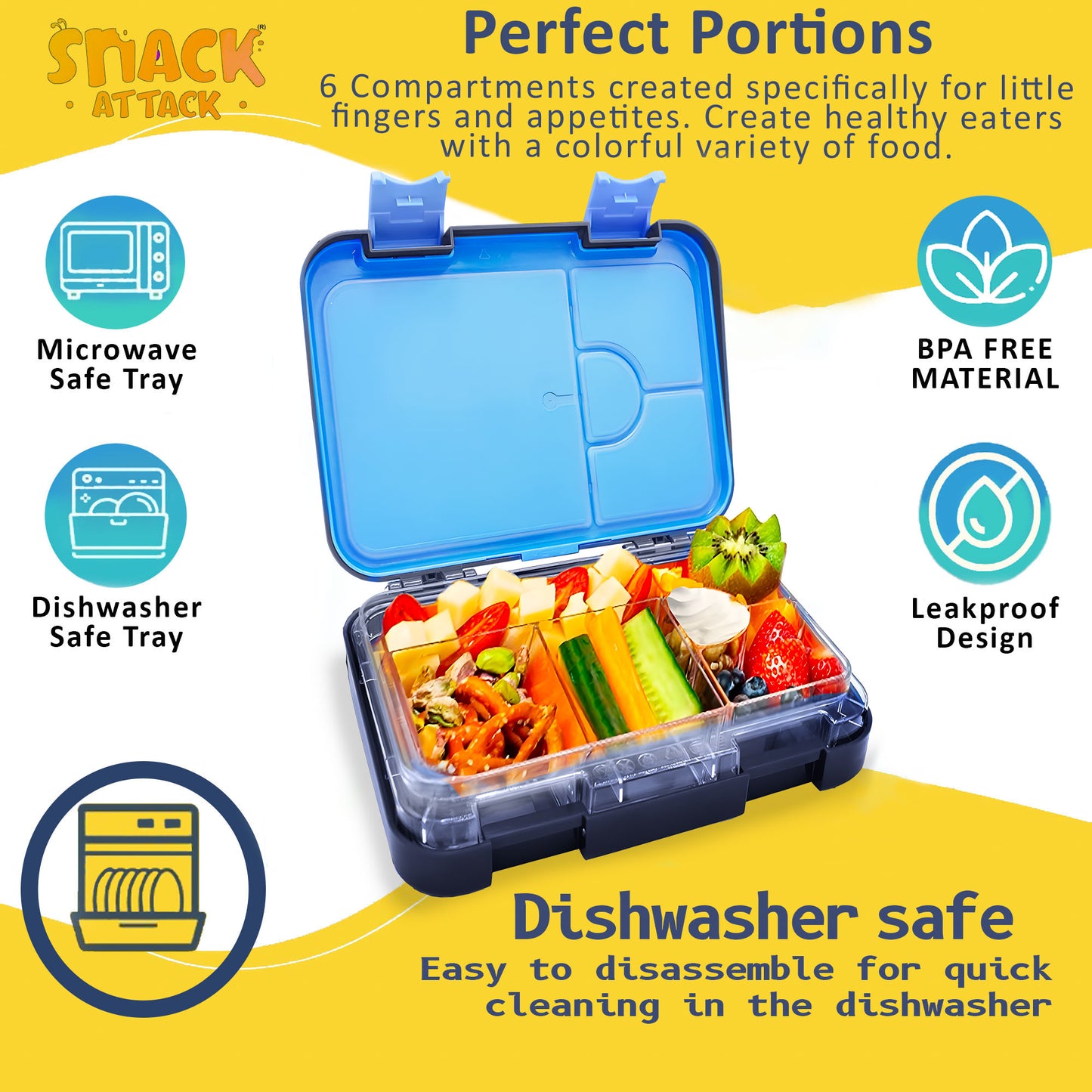 Snack Attack Bento Lunch Box For Kid Blue Astro