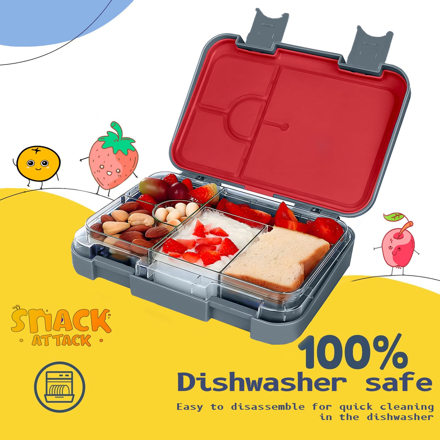 Snack Attack Bento Lunch Box For Kid Brown Train Color