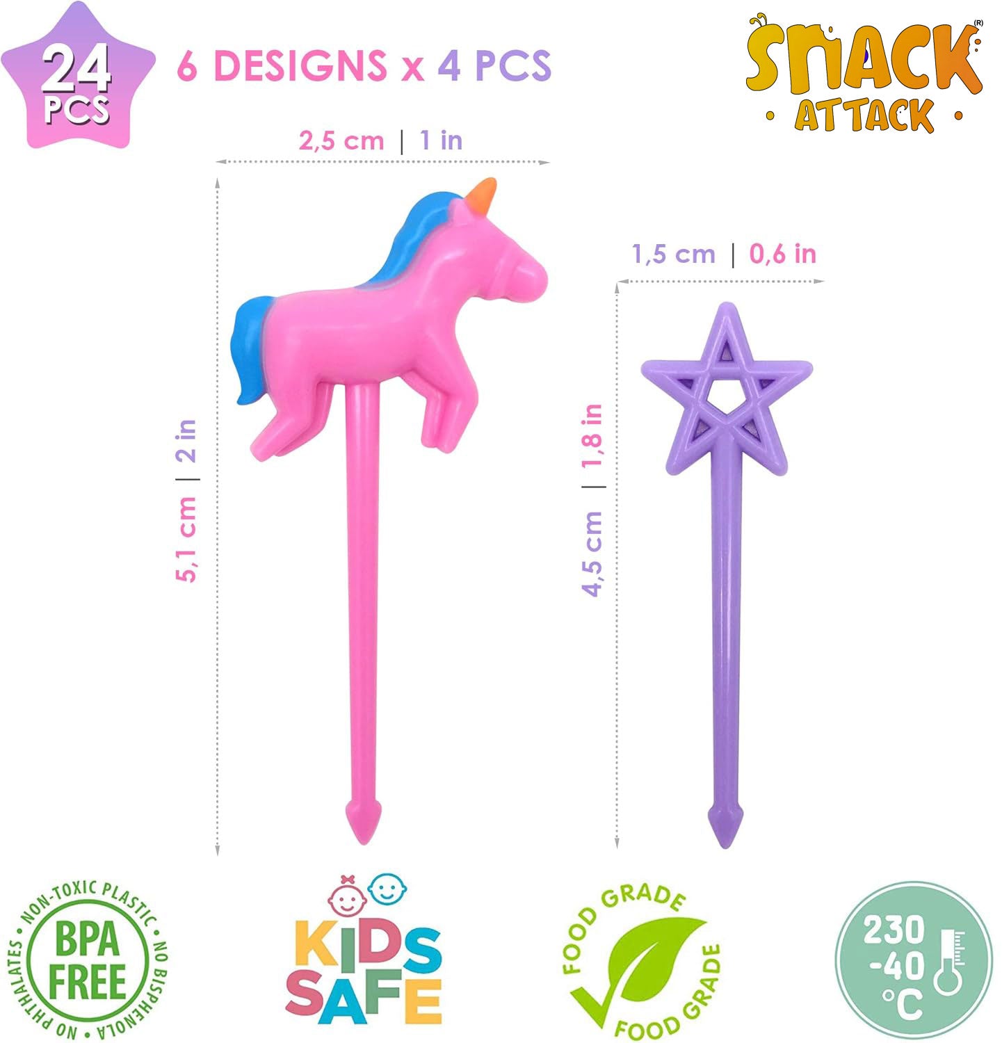 Snack Attack Unicorn Dessert Forks - 6 Pieces