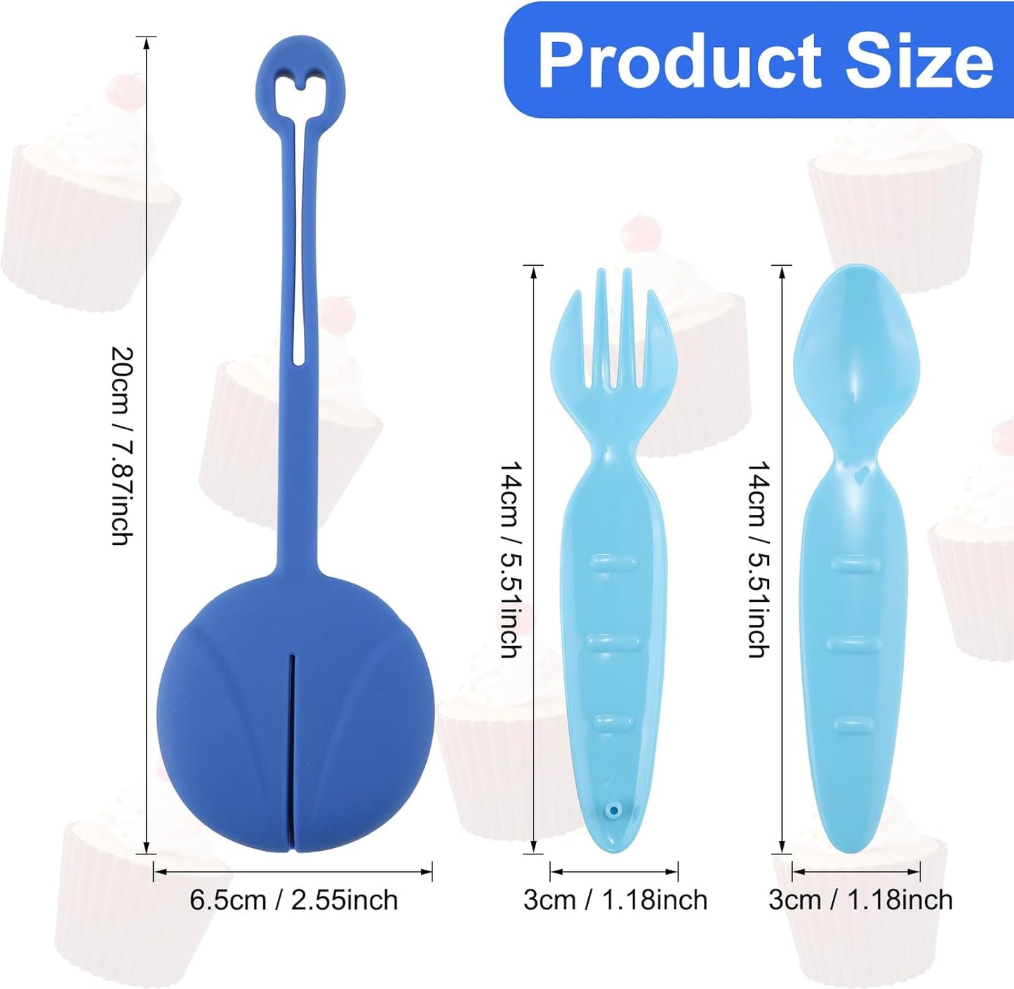 Snack Attack Kids Spoon & Fork Set with Silicone Pouch – BPA-Free, Foldable (Blue)