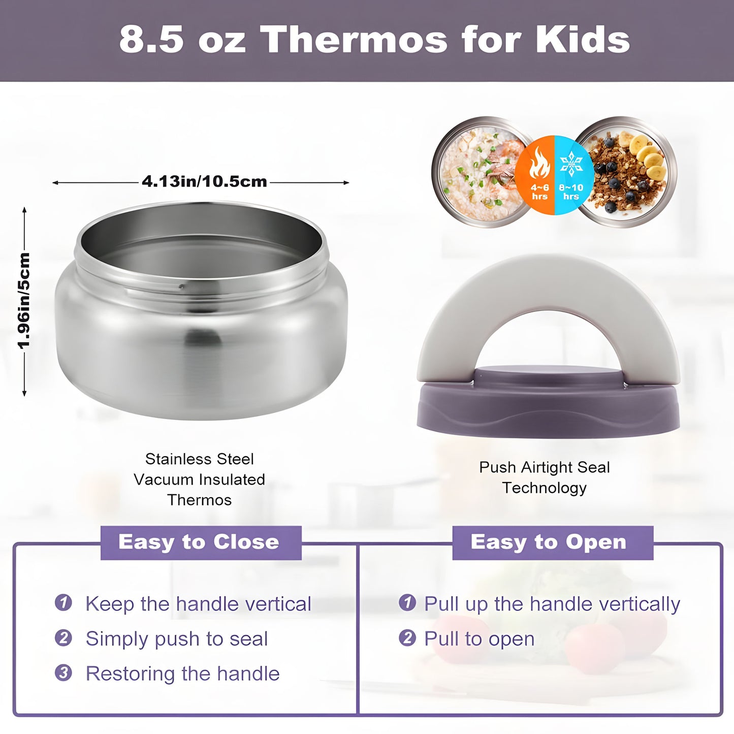 Gray Bear Pilot & Lion Bento Lunch Box with 9.7oz Thermos