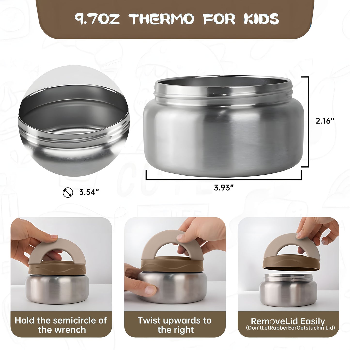 Snack Attack Khaki Construction Bento Lunch Box with Thermos