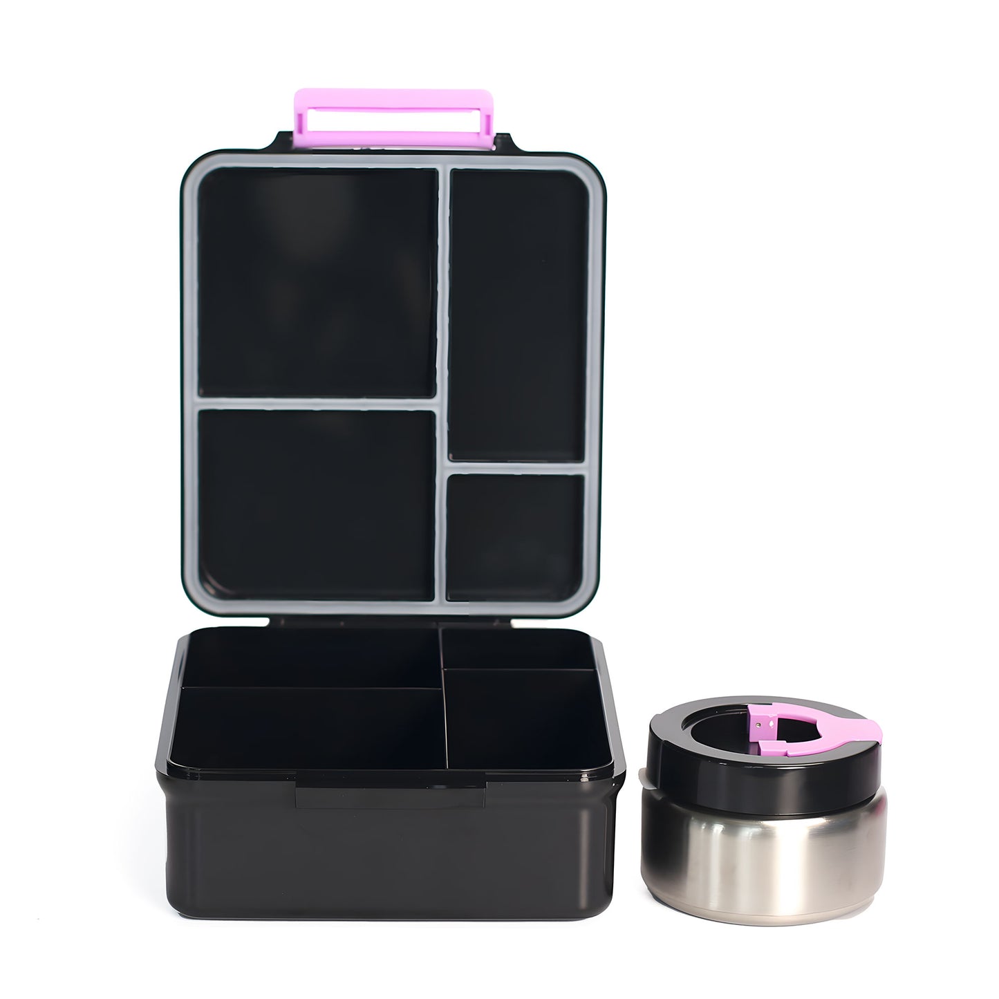 SA Bento Lunch Box for Kids school with 9.7oz Soup thermos Jar Black Mermaid)