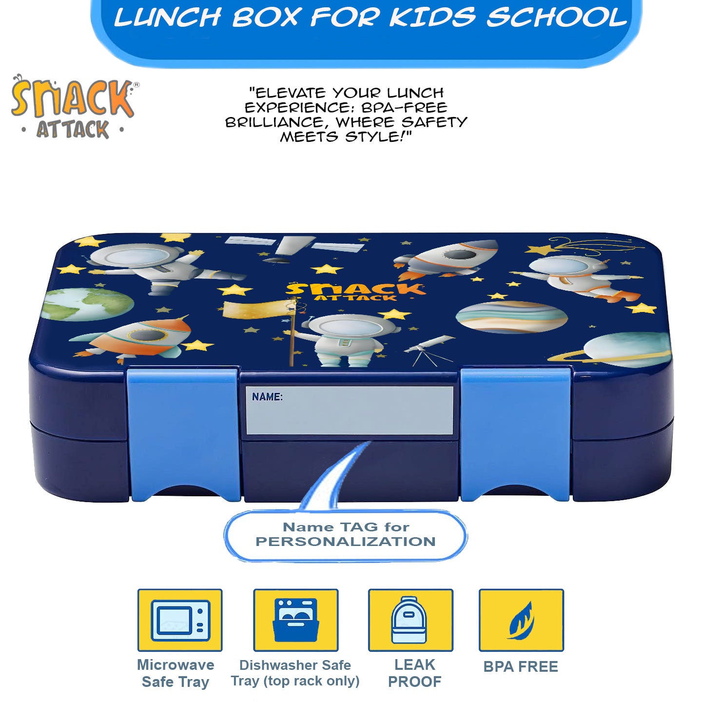 Snack Attack Bento Lunch Box For Kid Blue Astro