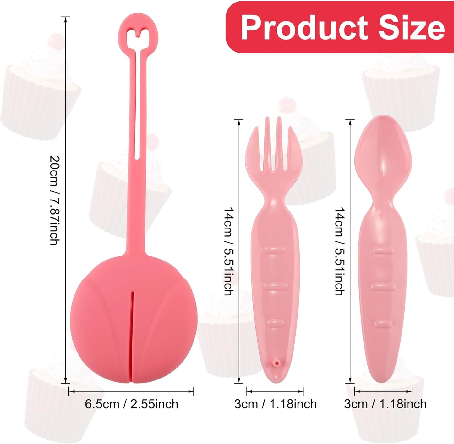 Snack Attack Kids Spoon & Fork Set with Silicone Pouch (Pink)