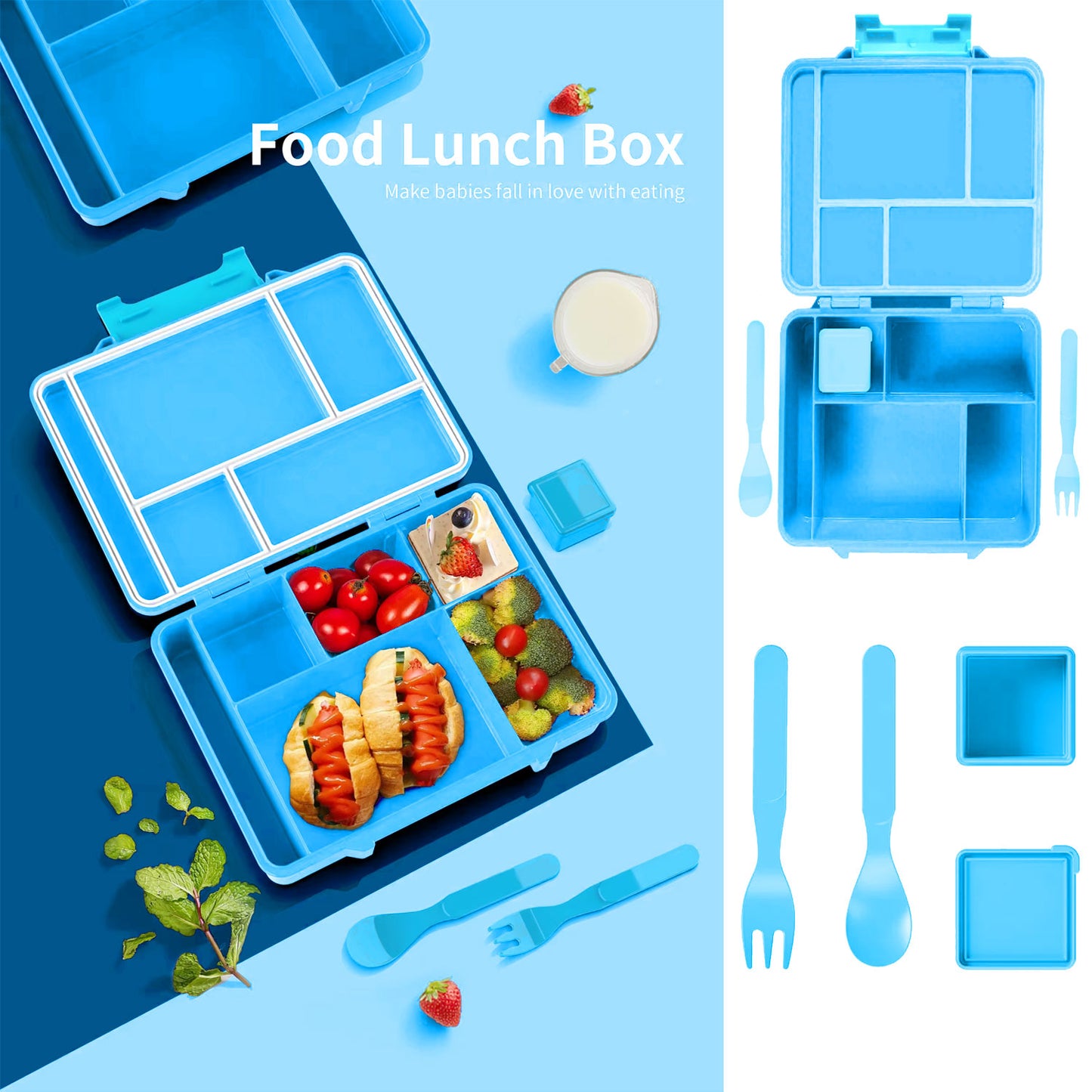 Snack Attack Light Blue Gamer Boy Bento Lunch Box – 5 Compartments