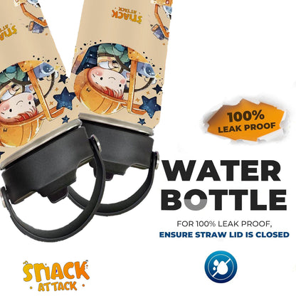 Snack Attack Kids Insulated Water Bottle-12oz Brown Construction 350ml