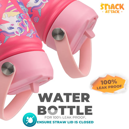 Snack Attack Kids Insulated Water Bottle-12oz Pink Unicorn Family
