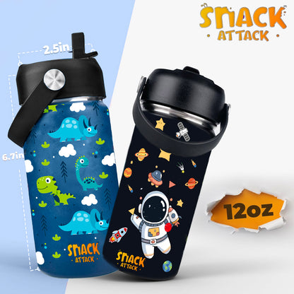 Snack Attack Kids Insulated Water Bottle-12oz Blue DIno 350ml