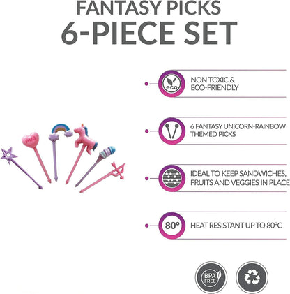 6 Pcs Unicorn Food Picks – Cute Reusable Bento Toothpicks