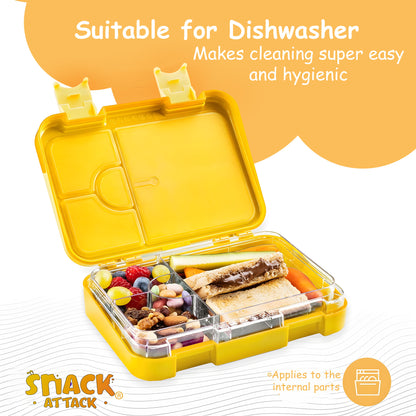 Lunch Box for Kids – 4/6 Compartments Yellow Lion theme