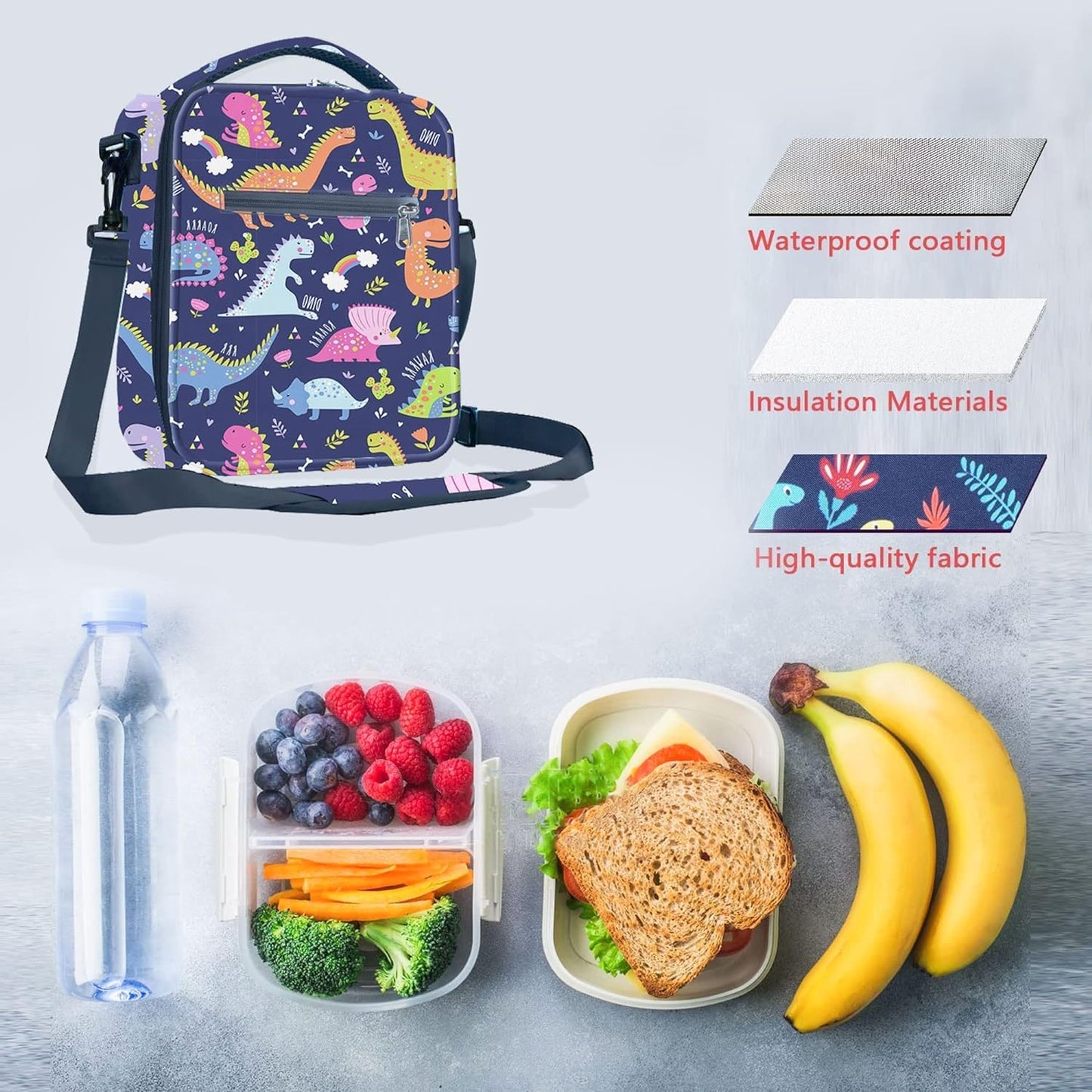 Snack Attack Blue Dinosaur Insulated Kids Lunch Bag