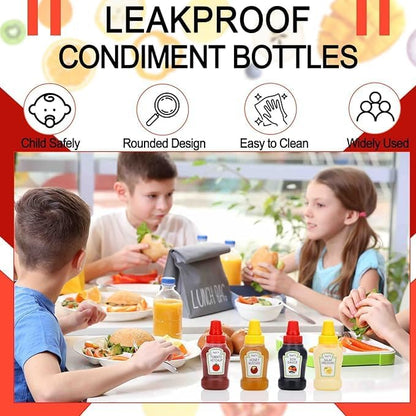 Mini Ketchup Bottle for Bento Box Accessories, 25ml Condiment Squeeze Bottles Empty Plastic Salad Dressing Container Tomato Ketchup Condiments Squirt Squeezable Jar for Sauces Syrup