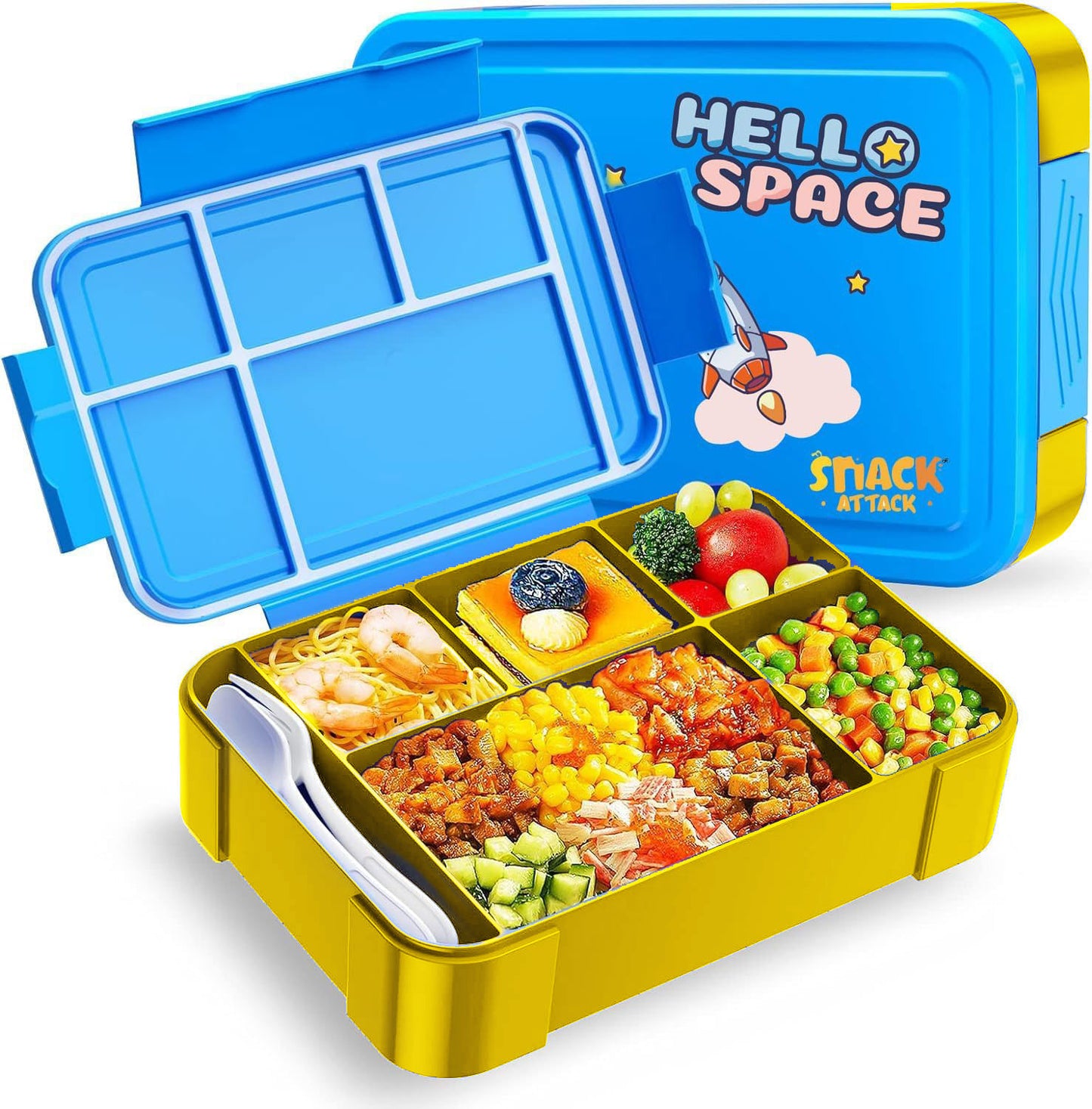 Snack Attack Blue Bento Lunch Box – 5 Compartments