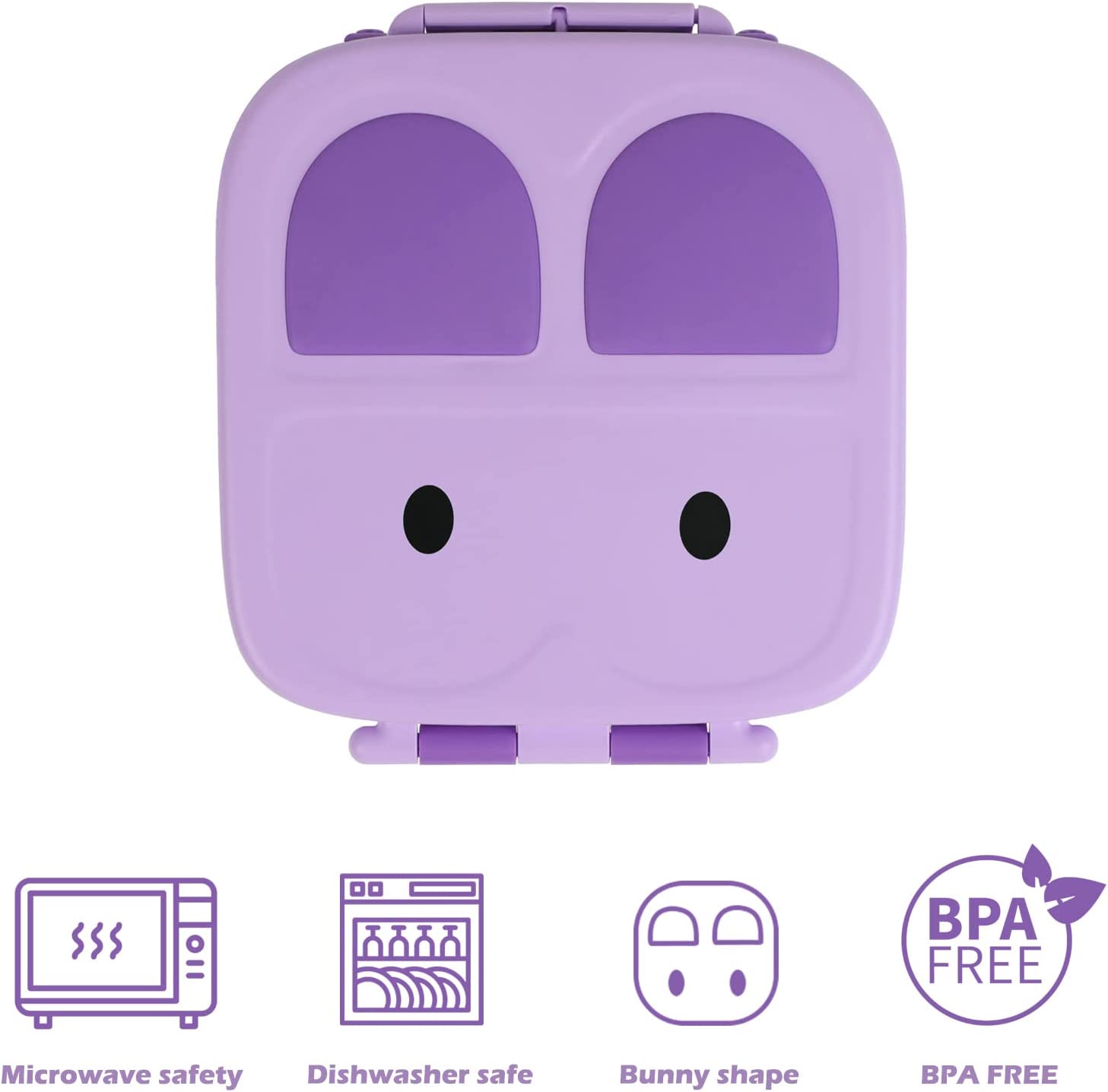 Snack Attack TM Lunch Box Bento style Bunny Shape Purple Color for Kid –