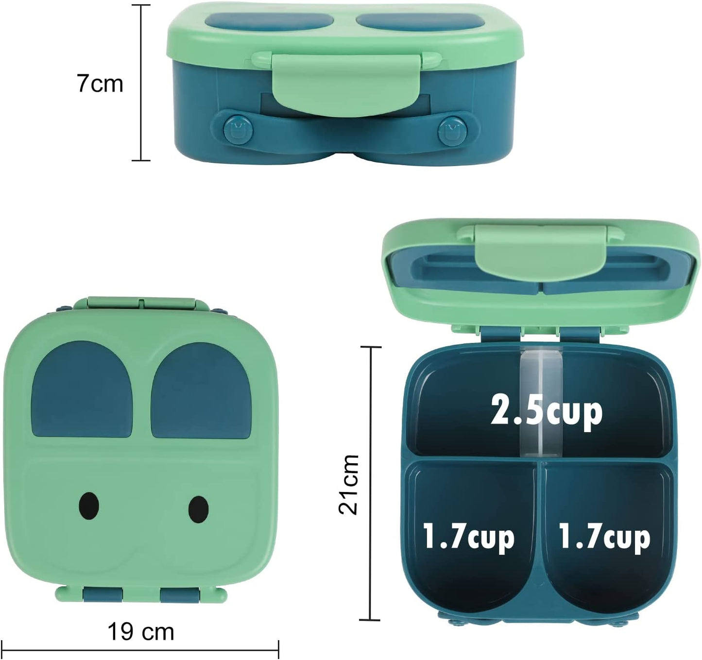 Green Bunny Bento Lunch Box – 3/4 Compartments