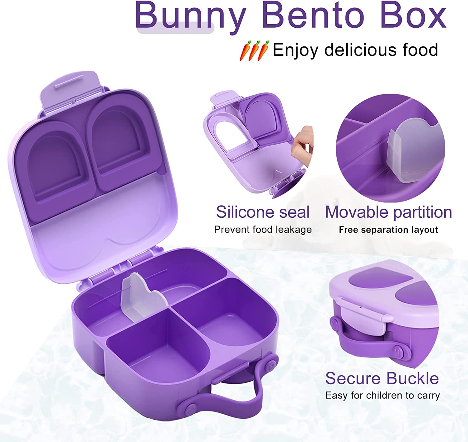 Snack Attack Bento Box or Lunch Box for Kids 4 & 6 Conertible Compartments  | Portion Lunch Box | Food Graded Materials BPA FREE & LEAK PROOF| Made of