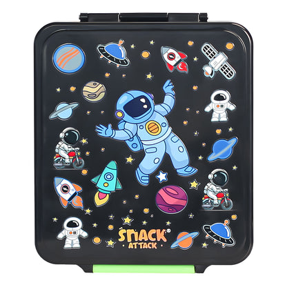 SA Bento Lunch Box for Kids school with 9.7oz Soup thermos Jar Black Astro)