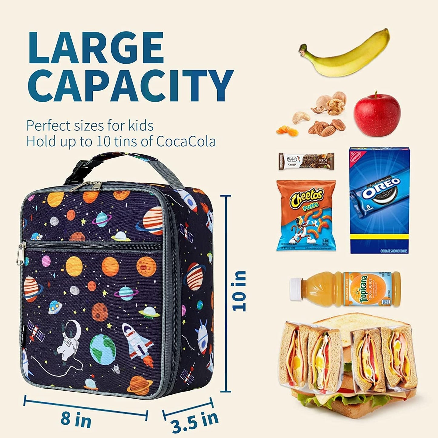 Snack Attack Astro Space Insulated Lunch Bag (Blue)